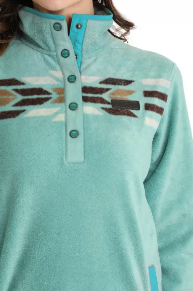 Cinch Women's Turquoise Aztec Fleece Pullover MAK9909002