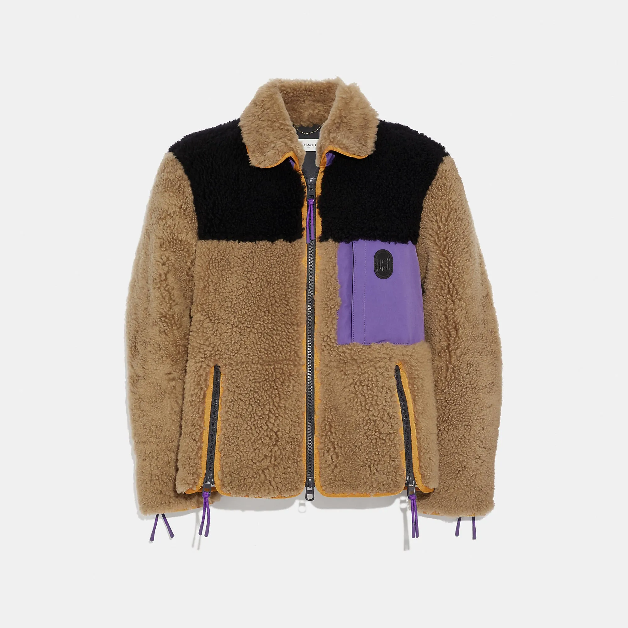 COACH Colorblock Shearling Jacket