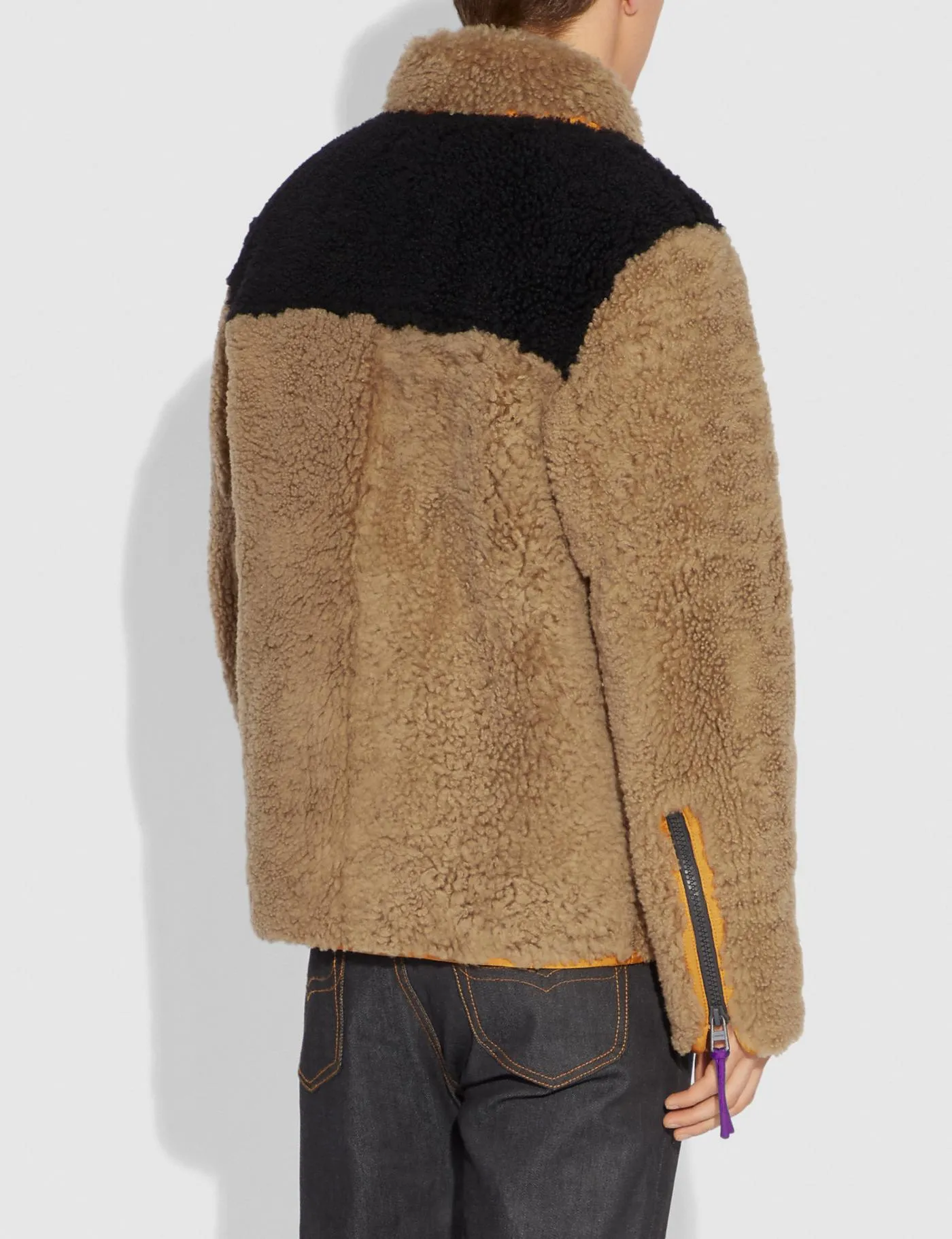 COACH Colorblock Shearling Jacket