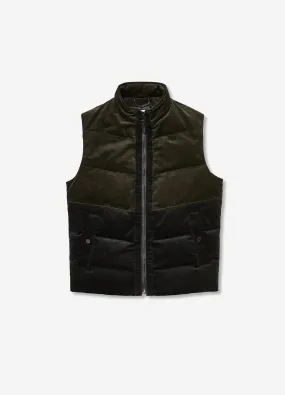 Cord Panelled Down Gilet Khaki Combo