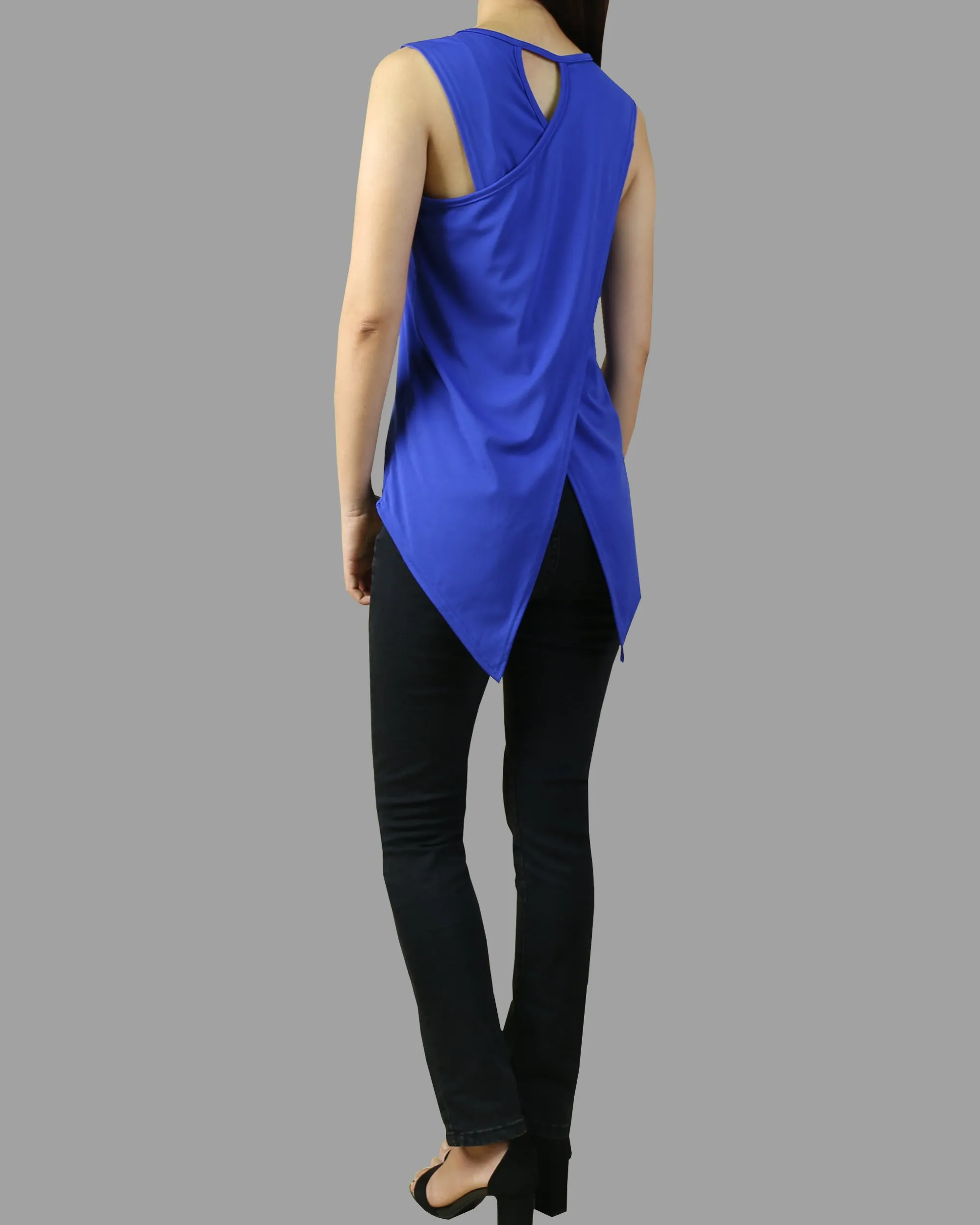 Cotton tank top, asymmetrical t shirt/Summer top/oversize t-shirt/black cotton top(Y1942)