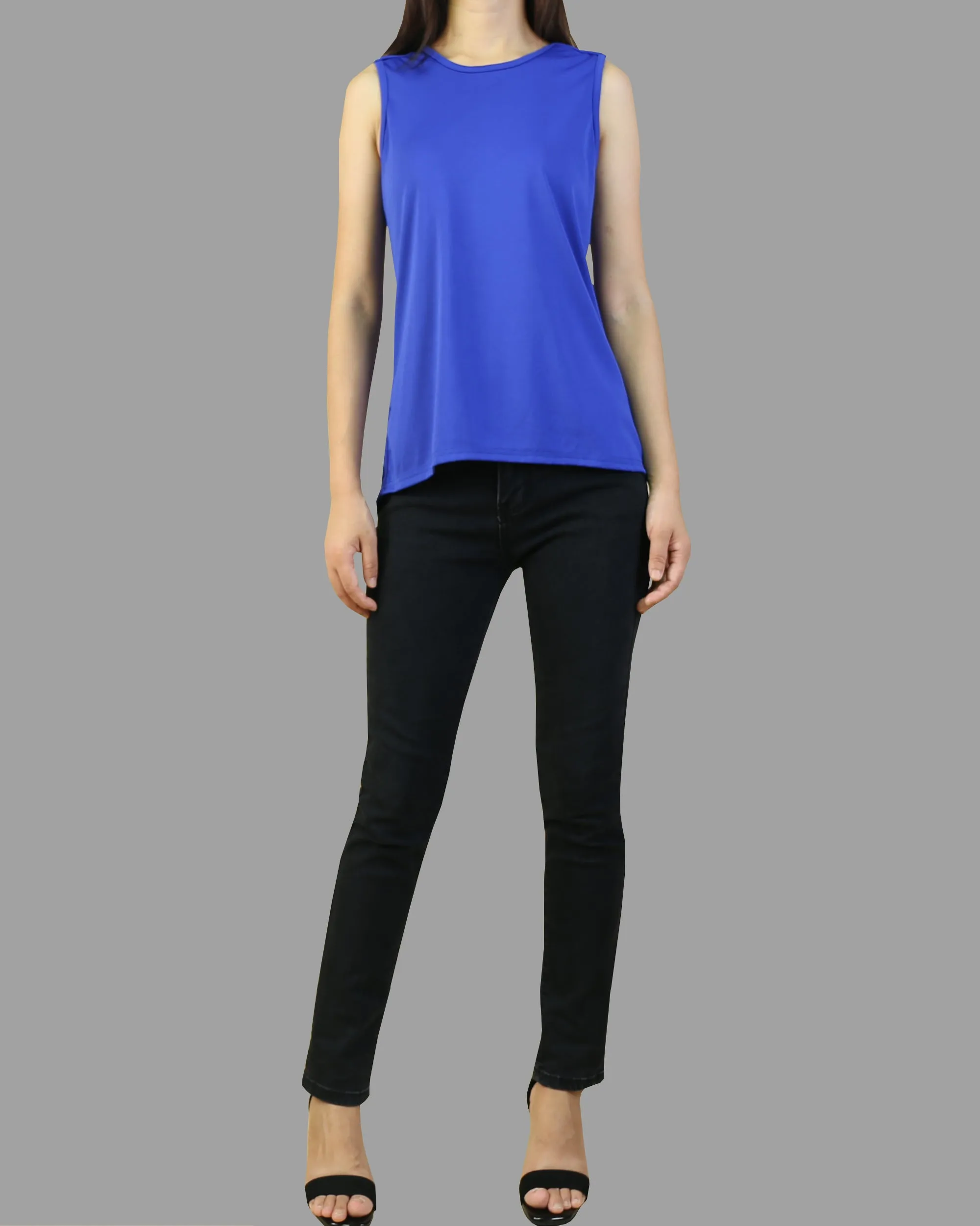 Cotton tank top, asymmetrical t shirt/Summer top/oversize t-shirt/black cotton top(Y1942)