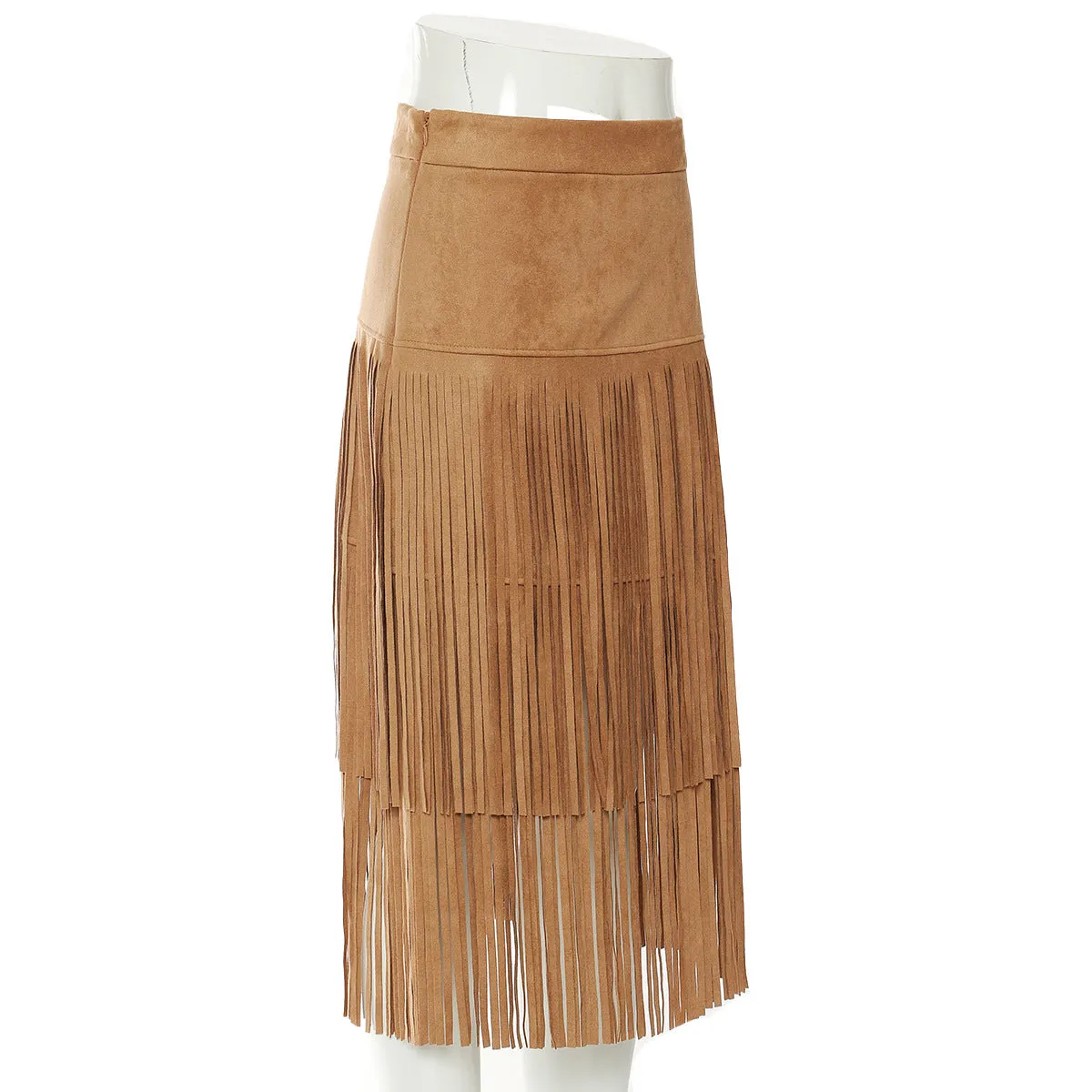 Cowgirl Chic Heavy-Duty Fringed Midi Skirt