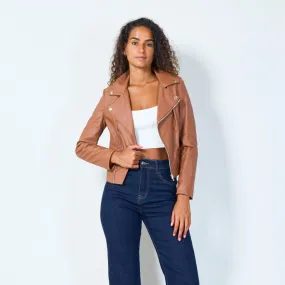 Cropped asymmetric moto jacket wholesale