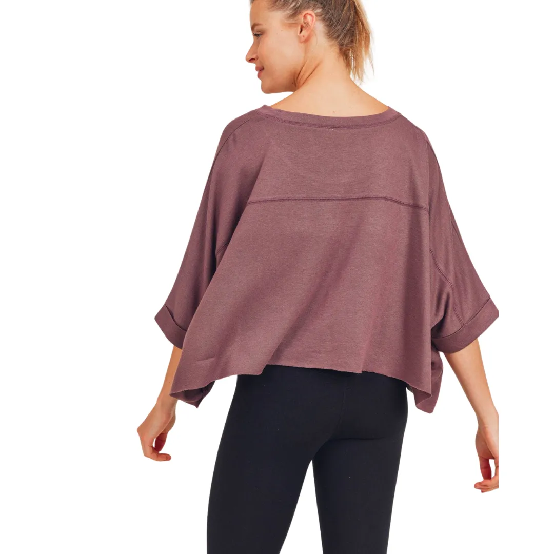 Cropped Loose-Fit Boxy Top - Mauve