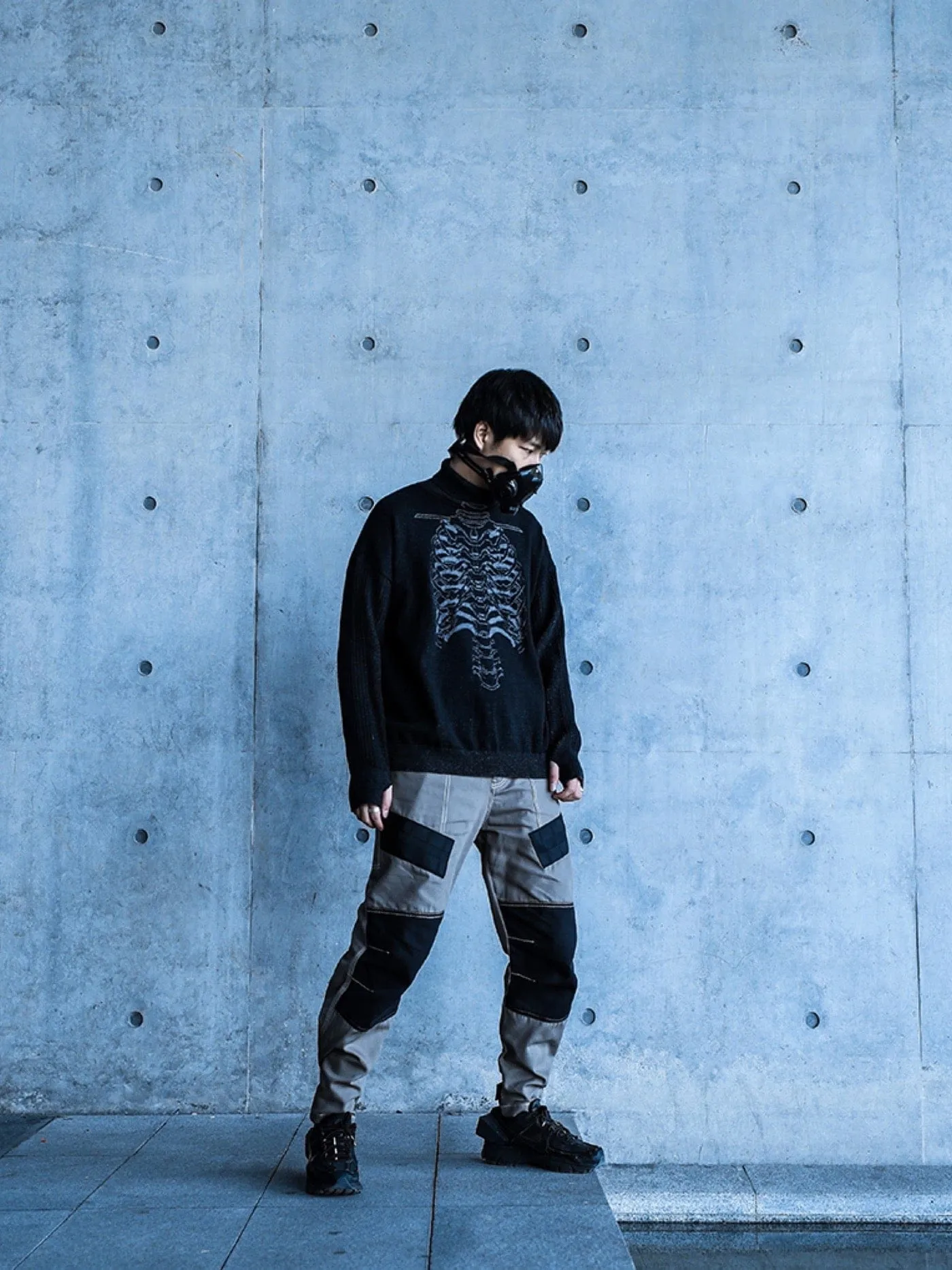 Cyber Skull Turtleneck Sweater