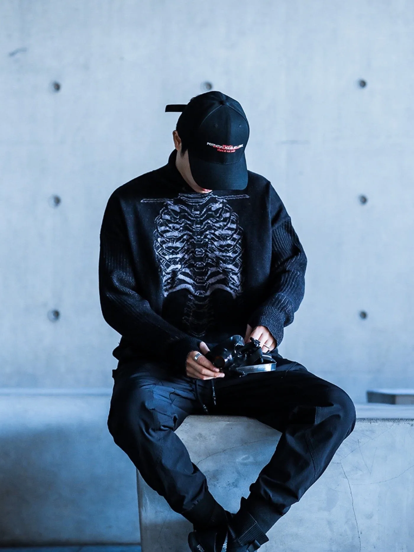 Cyber Skull Turtleneck Sweater