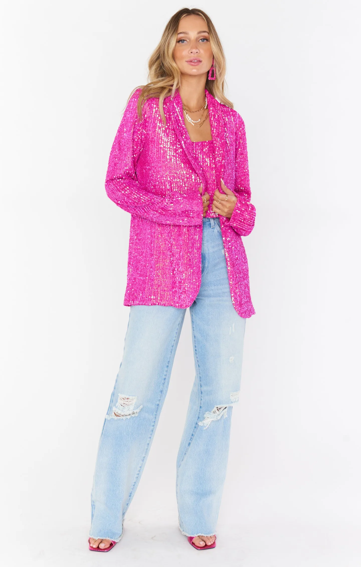 Dance Blazer ~ Pink Disco Sequin