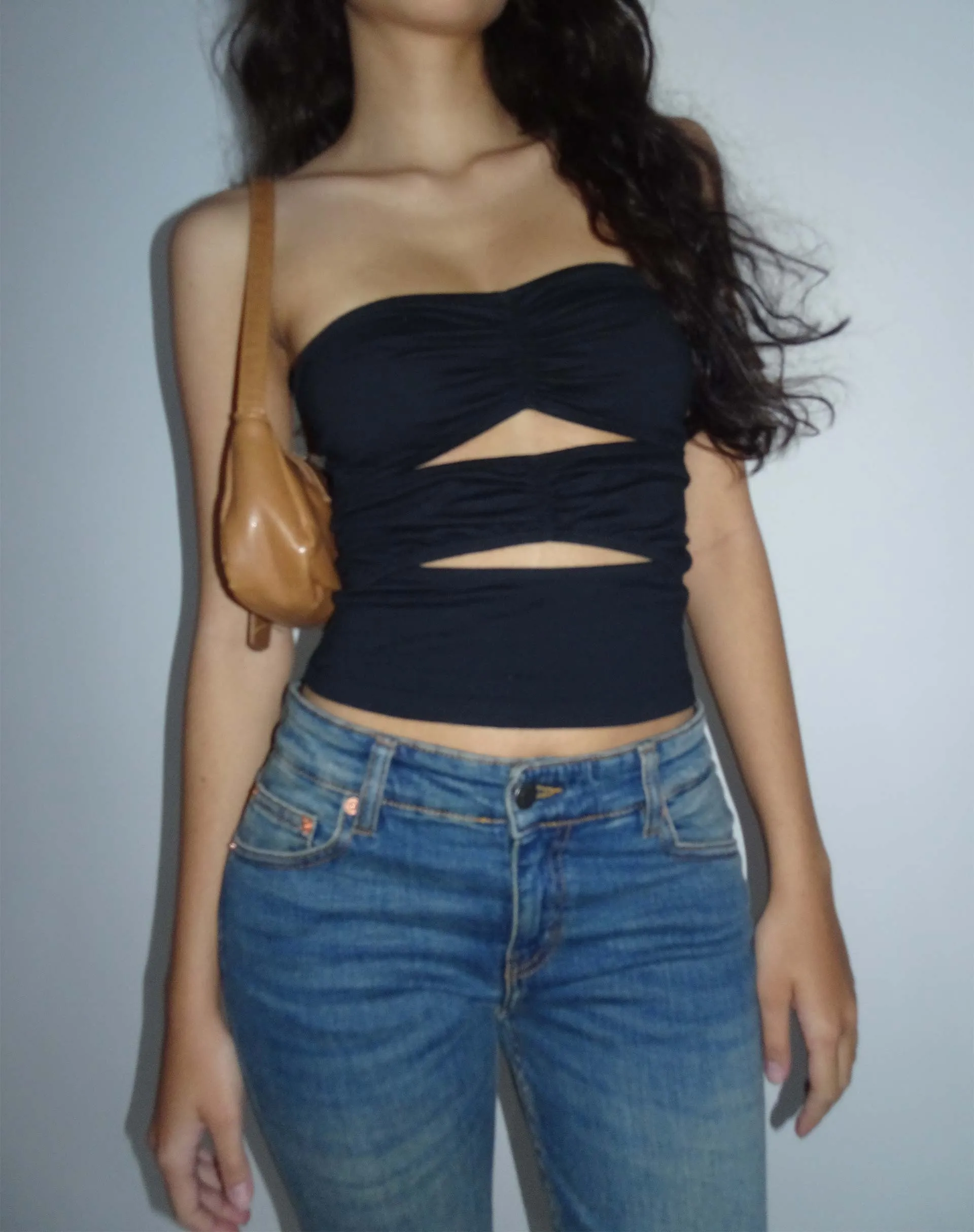 Dayu Bandeau Crop Top in Black