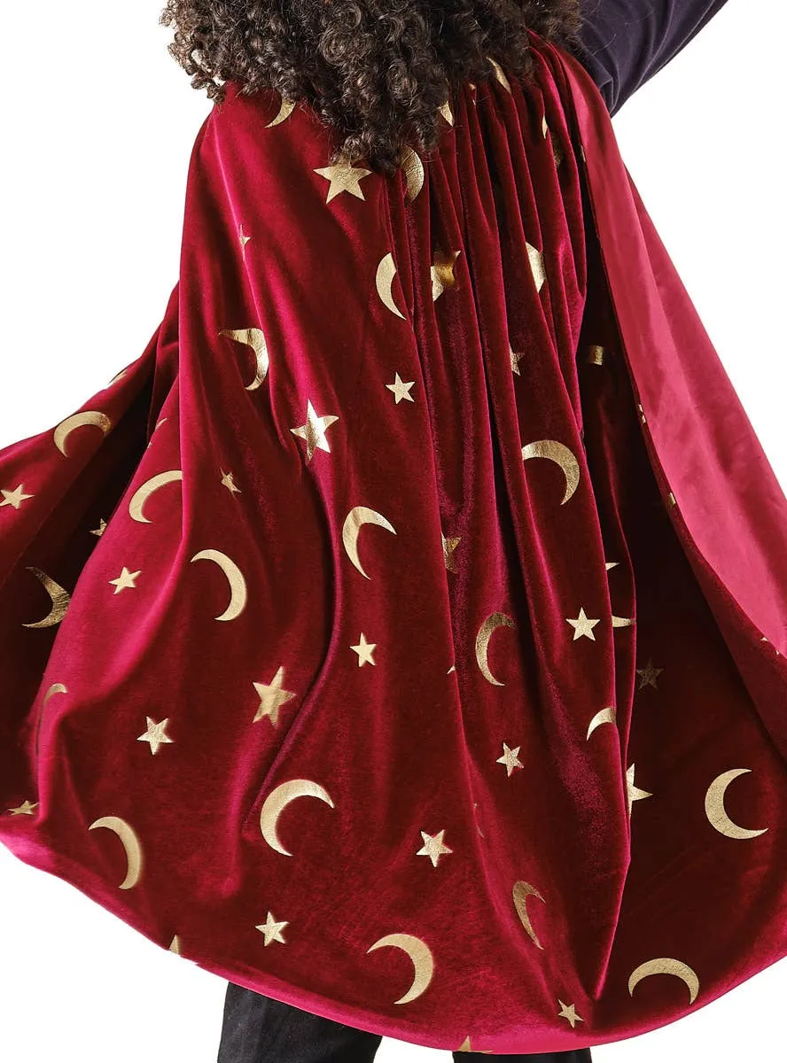 Deluxe Kids Burgundy Velvet and Gold Magician Cape