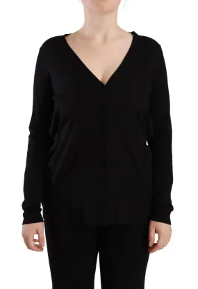 Dolce & Gabbana Black Wool V-neck Long Sleeves Pullover Top