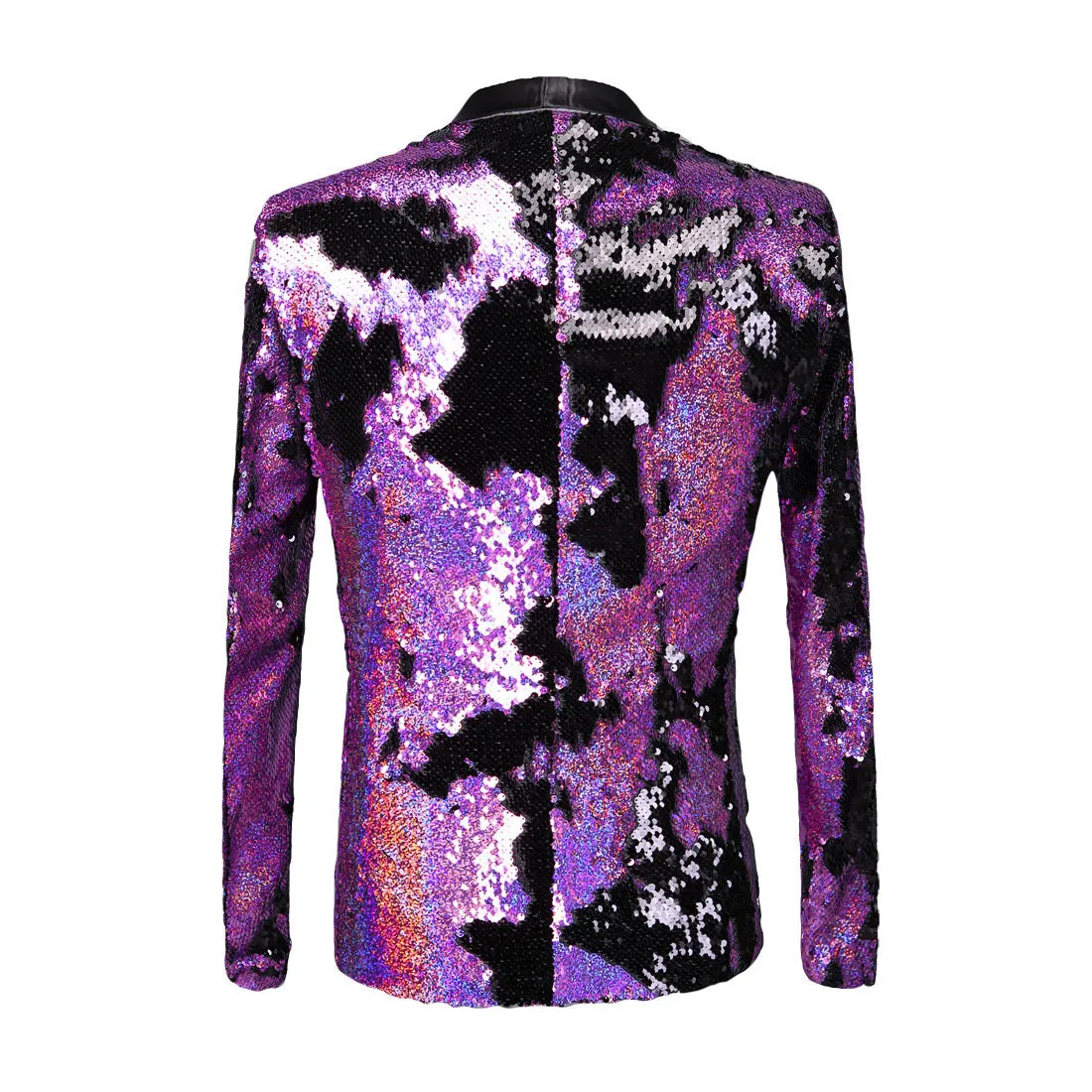 Double Tones Shining Sequins Nightclub Style Men Costume Blazer