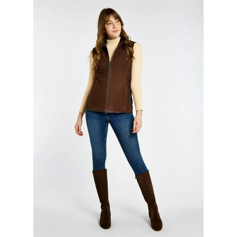 Dubarry Kingston Ladies Leather Gilet - Walnut