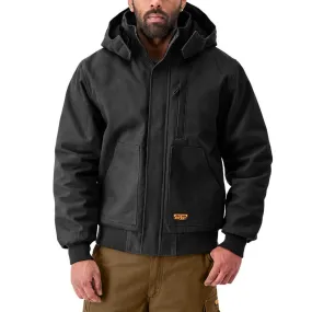 DuraDrive Men's Black Insulated Canvas Hooded Work Jacket