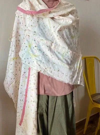 Eco-Printed Organic Cotton Stole