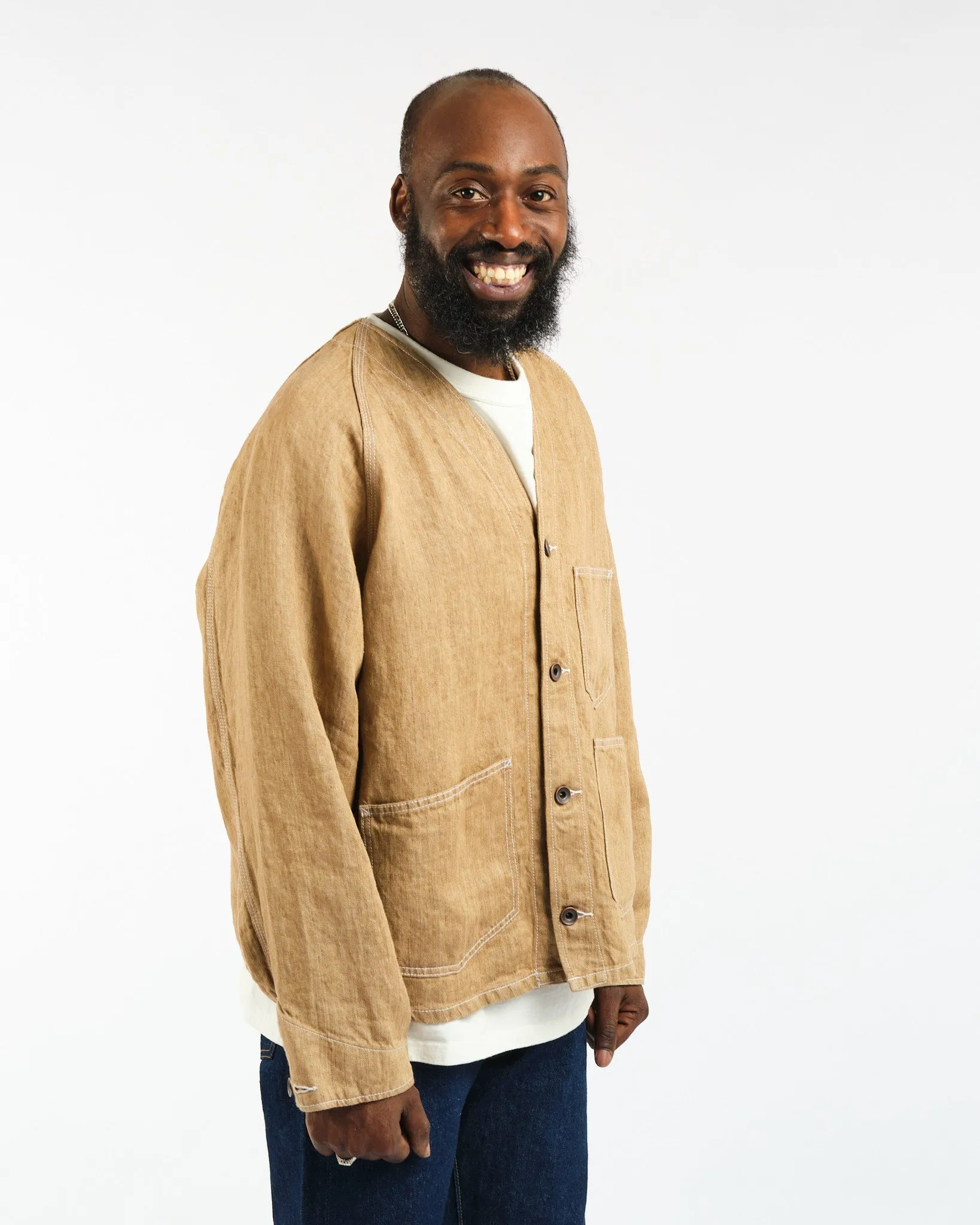 Engineer Jacket Twill Linen Brown