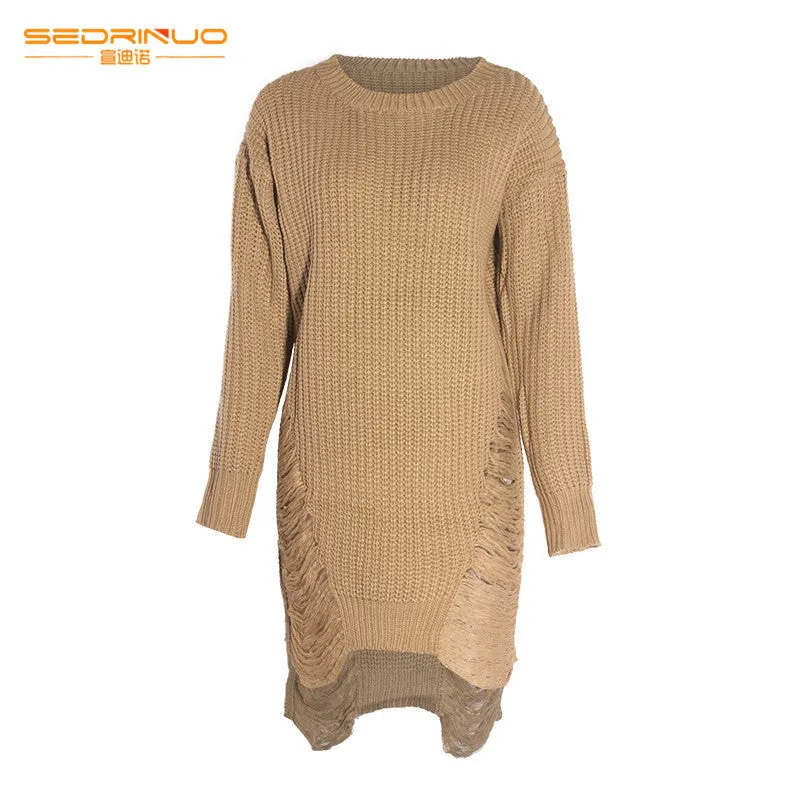 European American Style New Arrival Knit Women Pullovers Dress Fashion O neck Long Sleeve Winter Vestido Casual Sweater Dresses