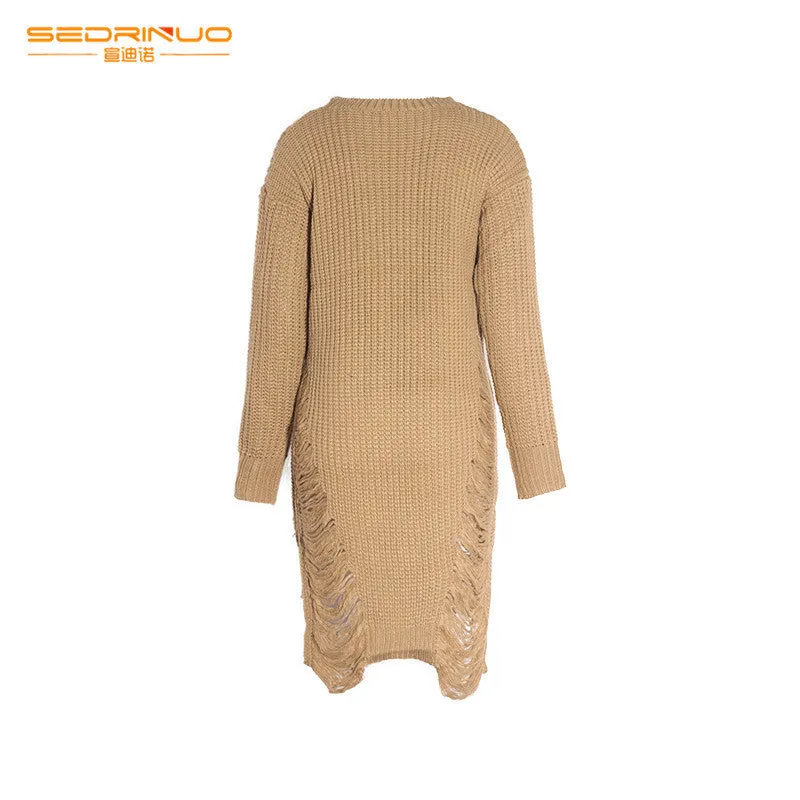 European American Style New Arrival Knit Women Pullovers Dress Fashion O neck Long Sleeve Winter Vestido Casual Sweater Dresses