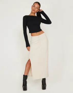 Evinta Low Rise Maxi Skirt in Light Cream