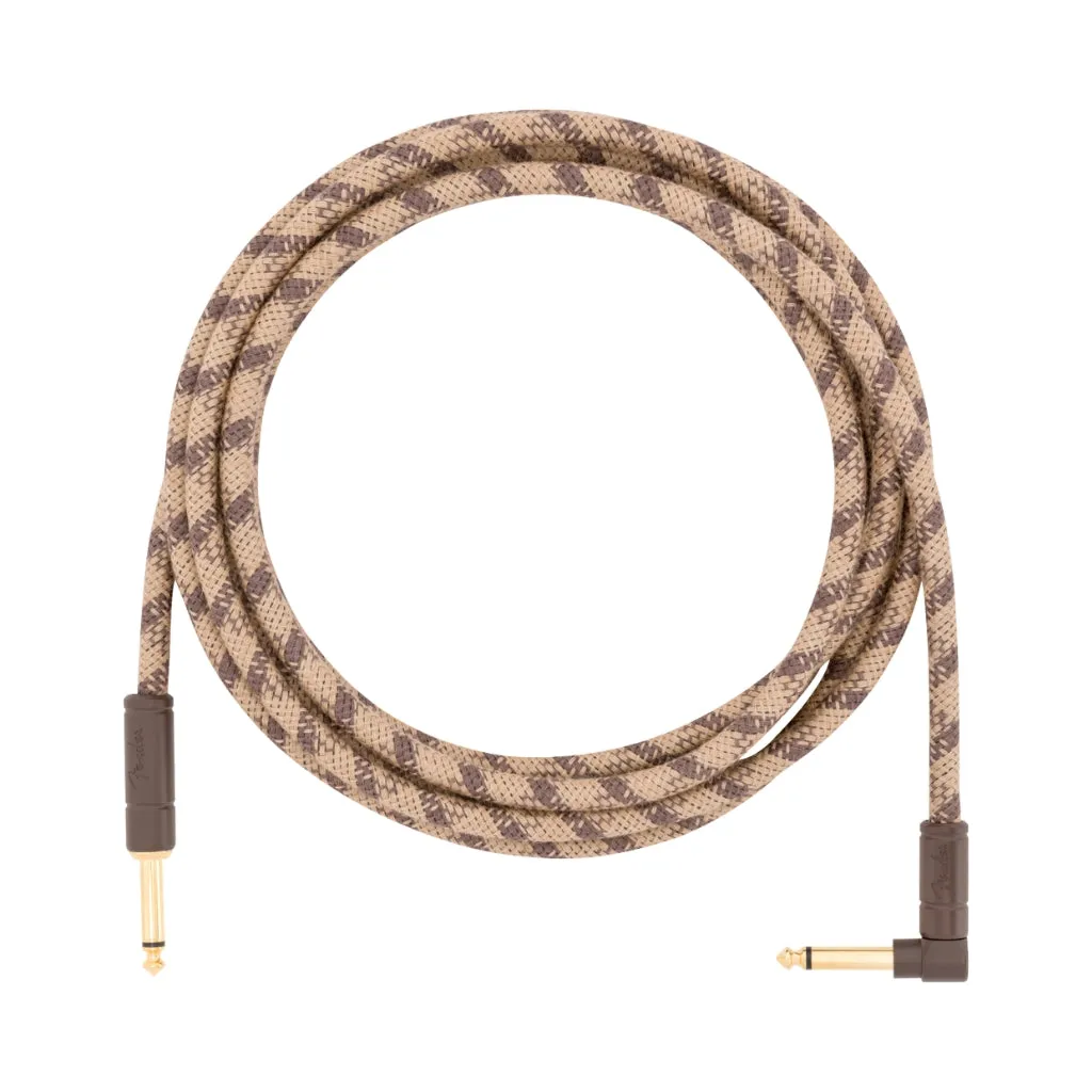 Fender 10' Angled Festival Instrument Cable, Pure Hemp, Brown Stripe