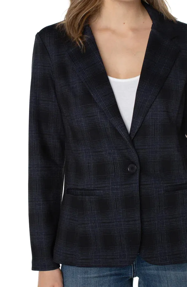 Fitted Blazer | Navy/Black Plaid