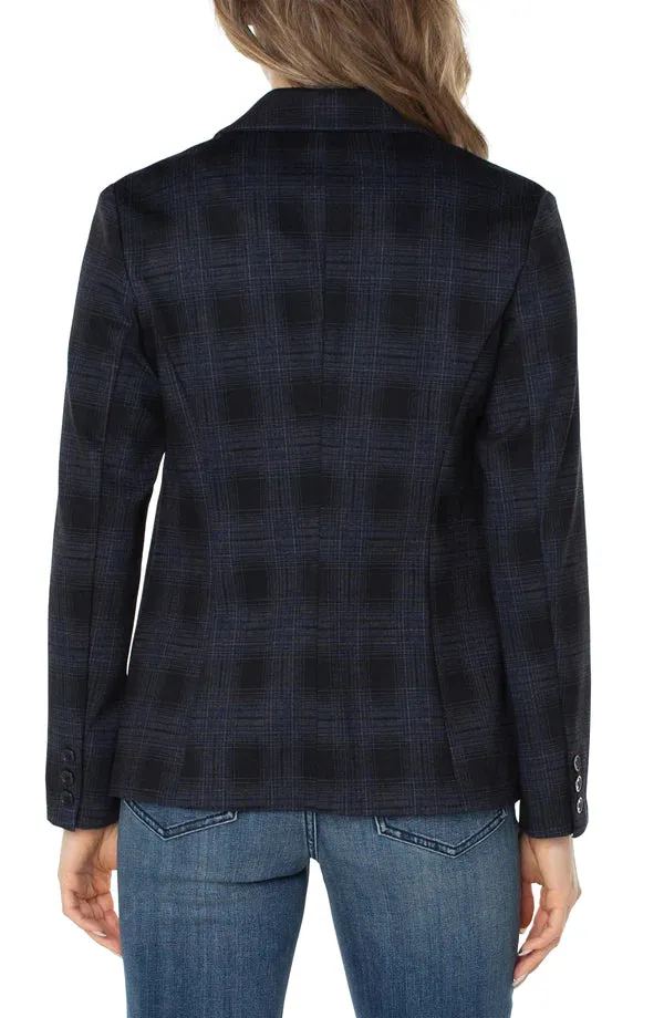 Fitted Blazer | Navy/Black Plaid