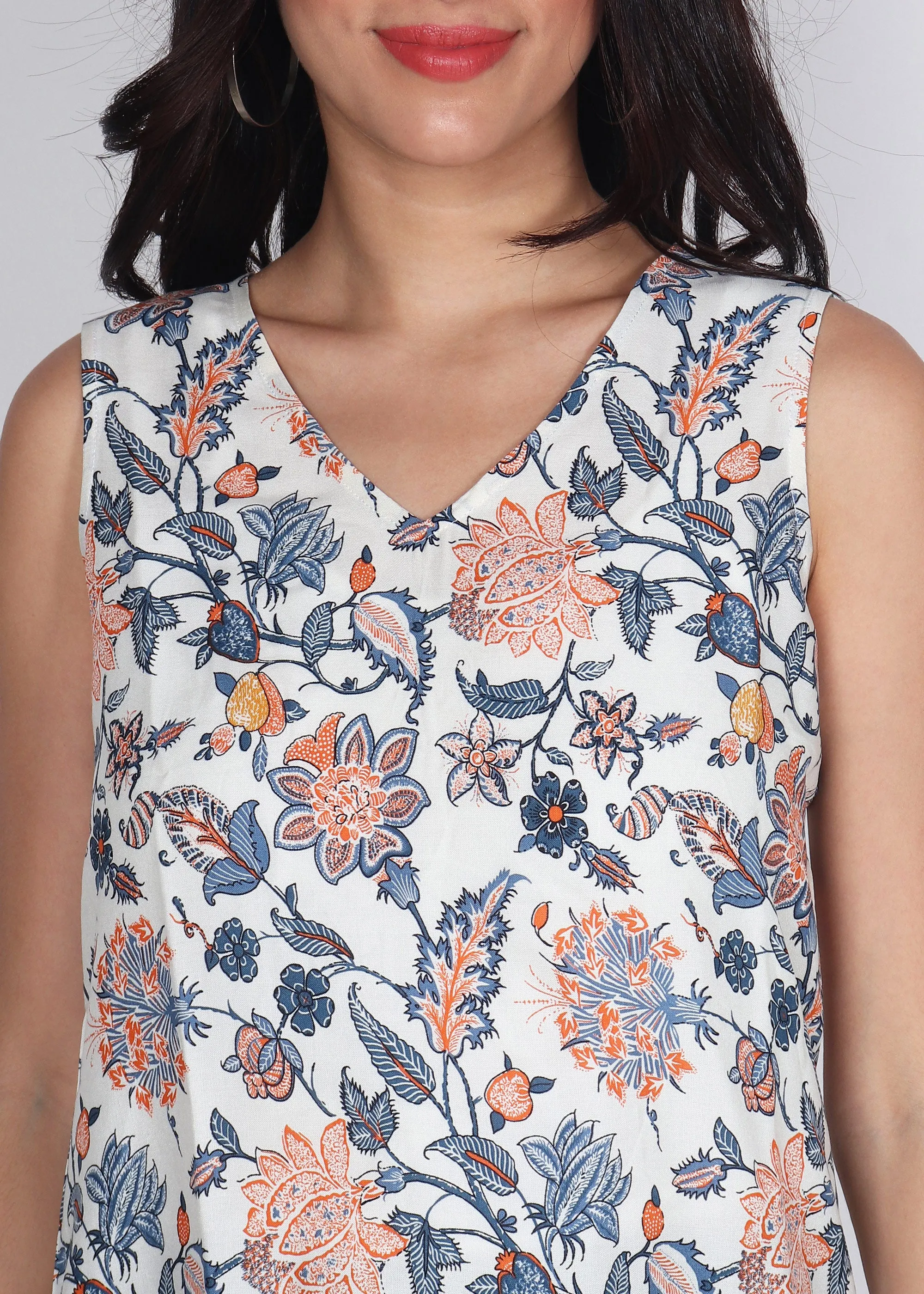 Floral Print V-Neck Top