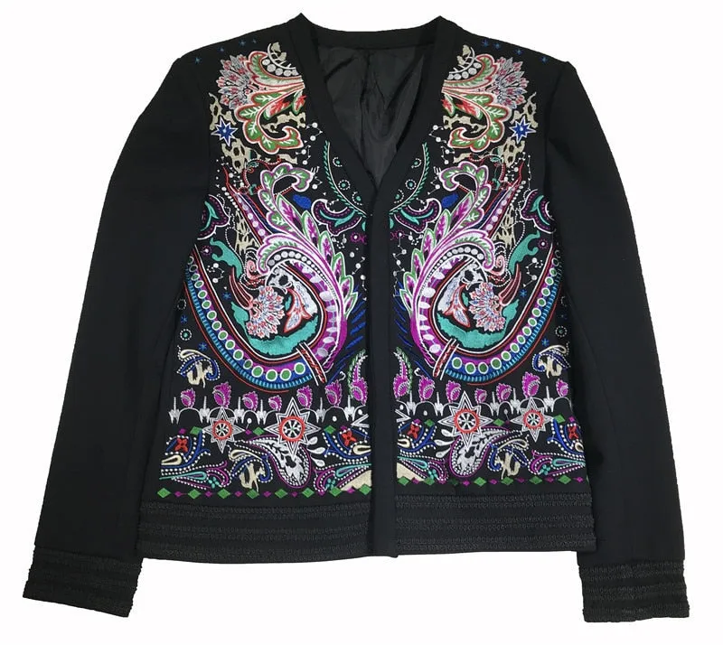 Flower Paisley Colourful Embroidery Men Blazer