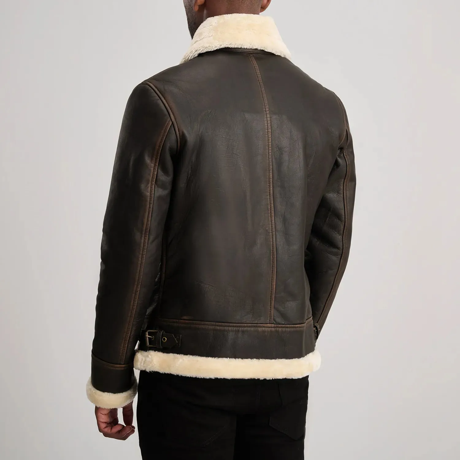 Francis B-3 Brown & Cream Leather Bomber Jacket