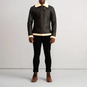 Francis B-3 Brown & Cream Leather Bomber Jacket