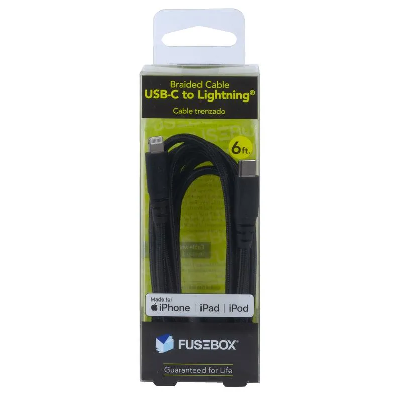 Fusebox Lightning to USB-C Cable 6 ft. Black