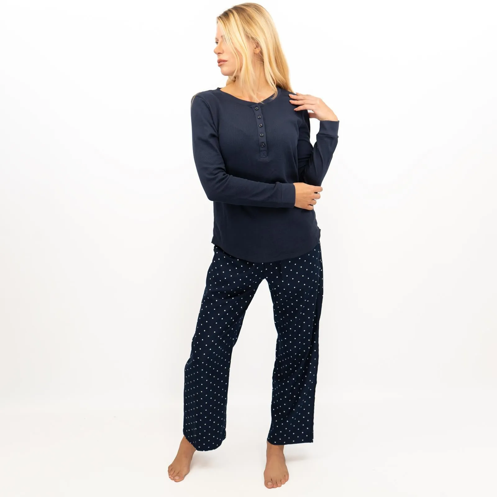 GAP Womens Flannel Sleep Set Pyjamas Navy Blue