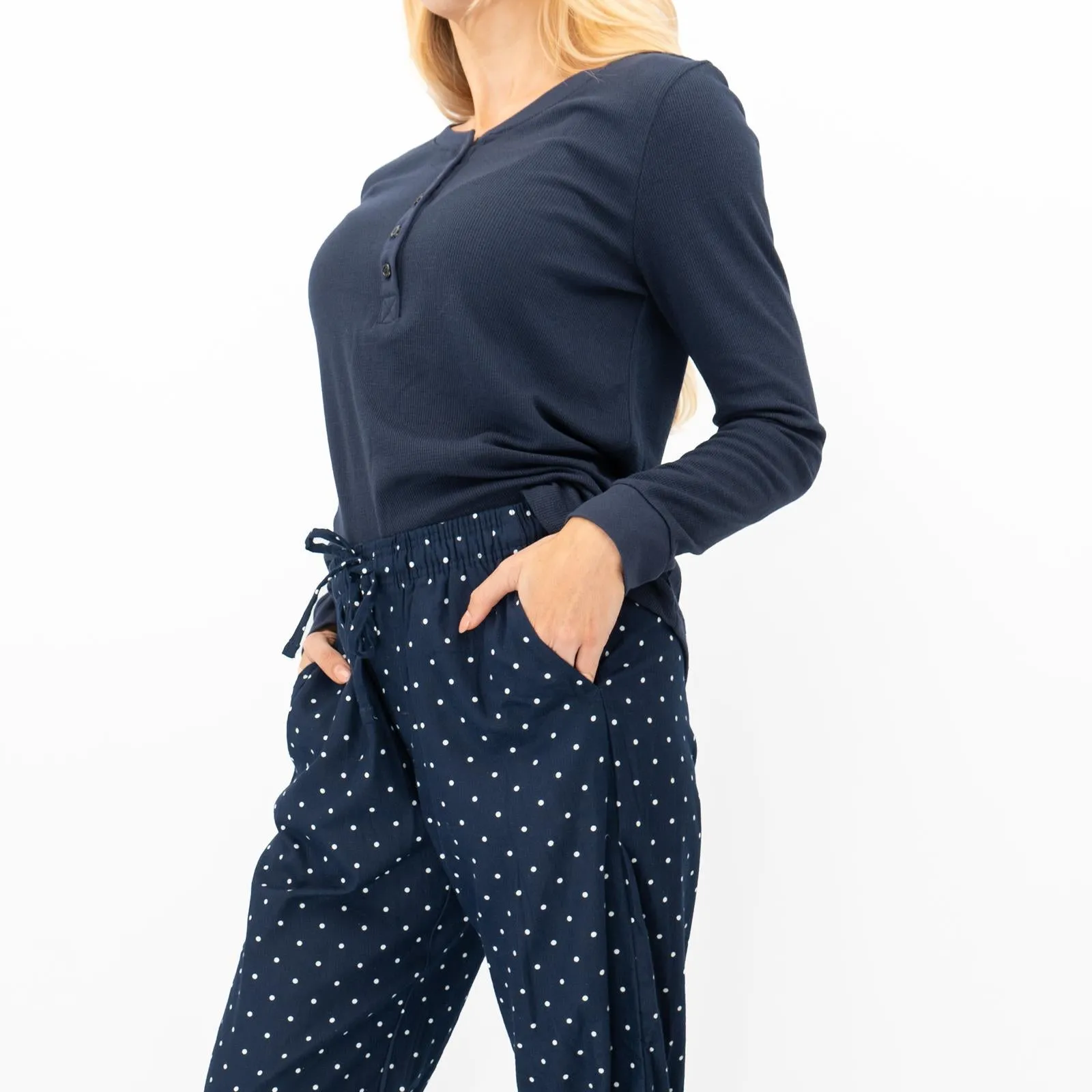 GAP Womens Flannel Sleep Set Pyjamas Navy Blue