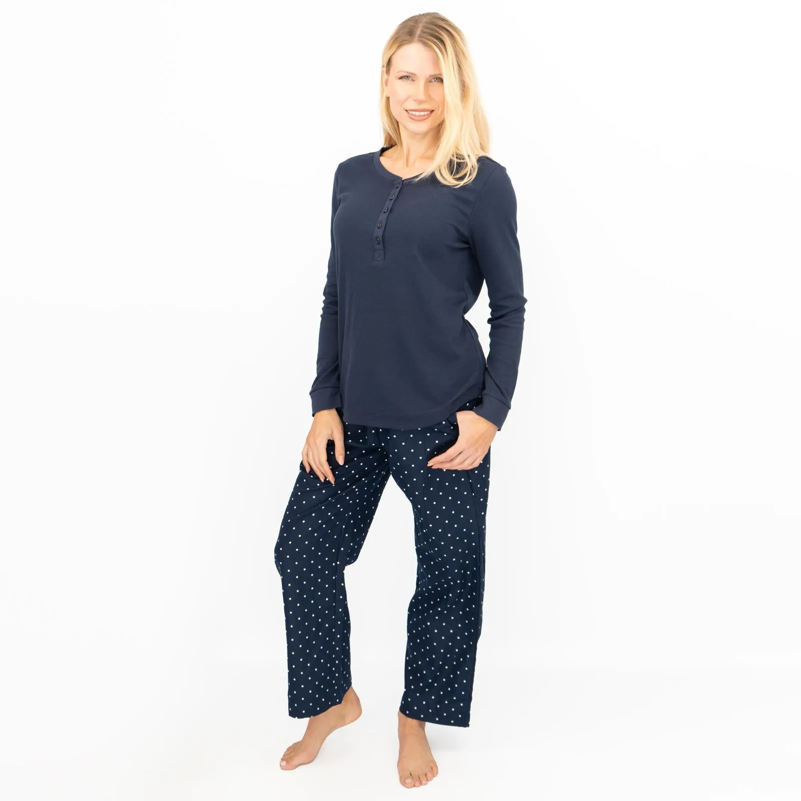 GAP Womens Flannel Sleep Set Pyjamas Navy Blue