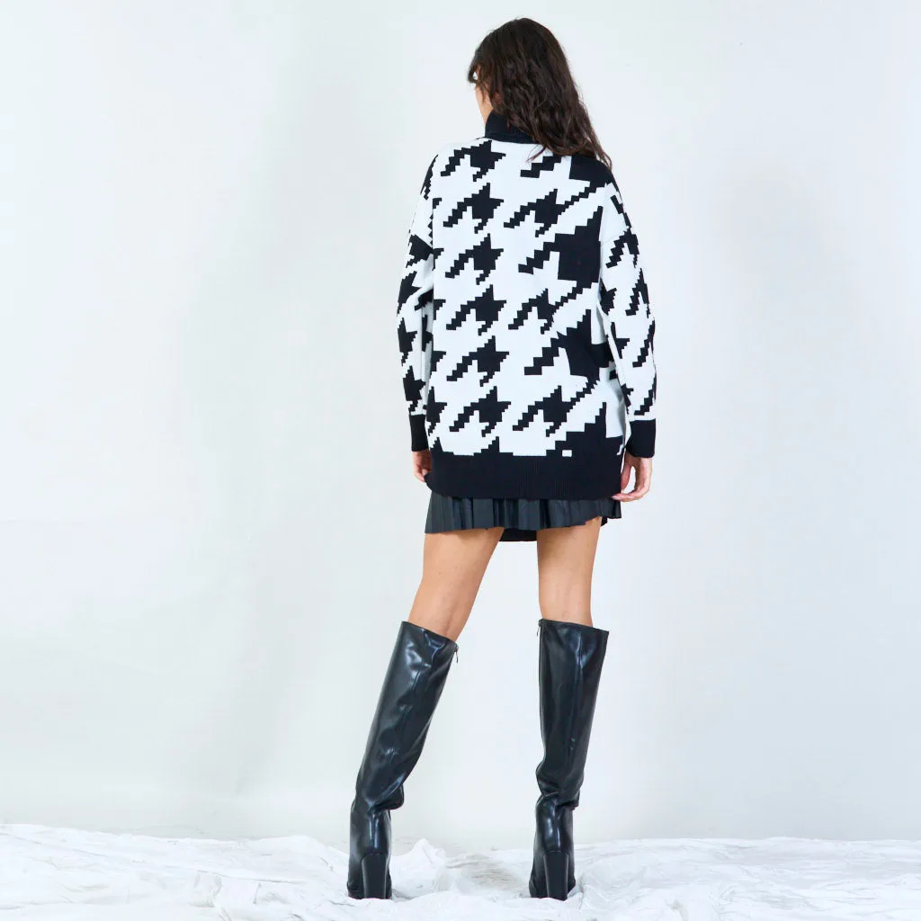 Geometric pattern turtleneck sweater wholesale