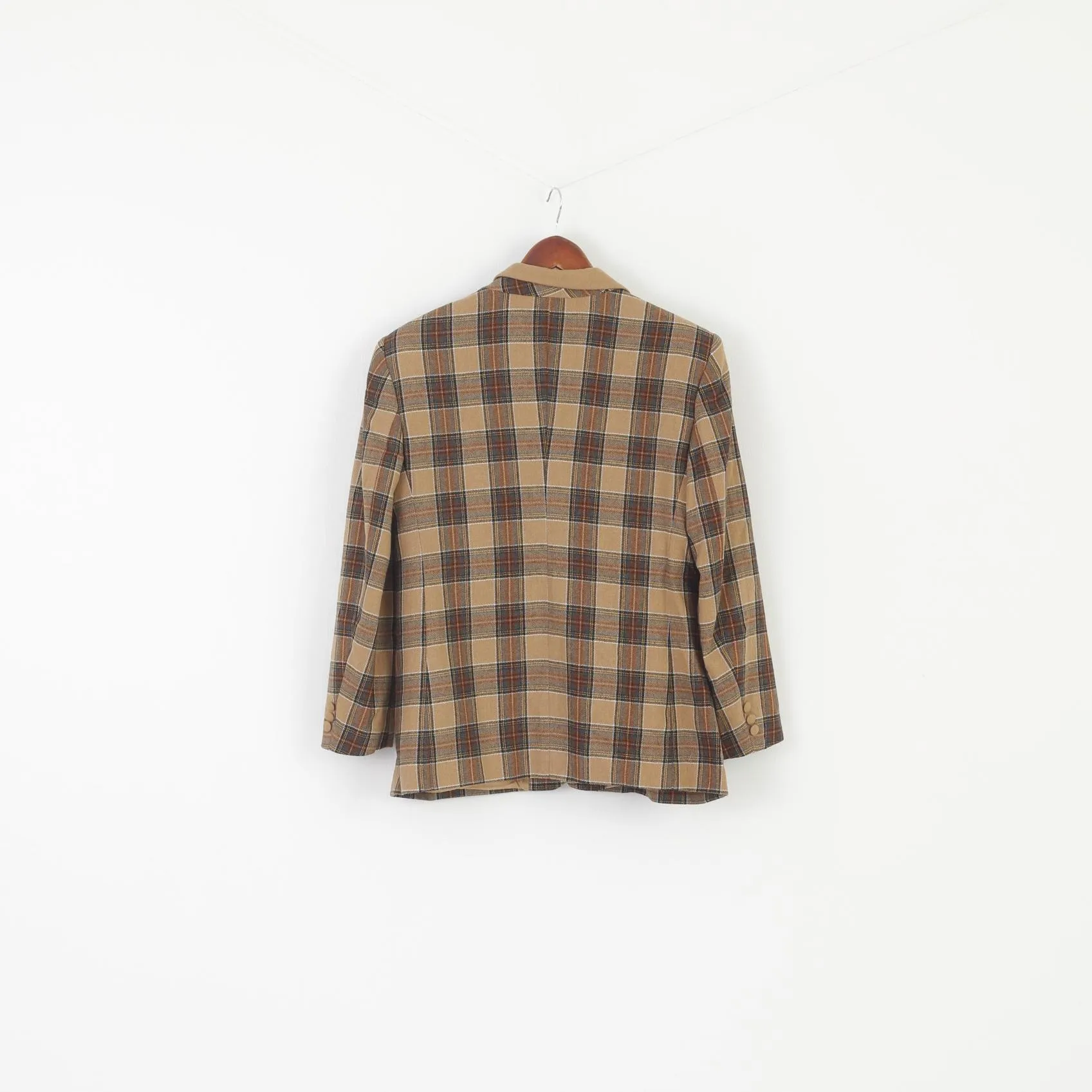 Giorgia Netti Women 18 44 L Blazer Brown Check Wool Vintage Made in Italy Jacket