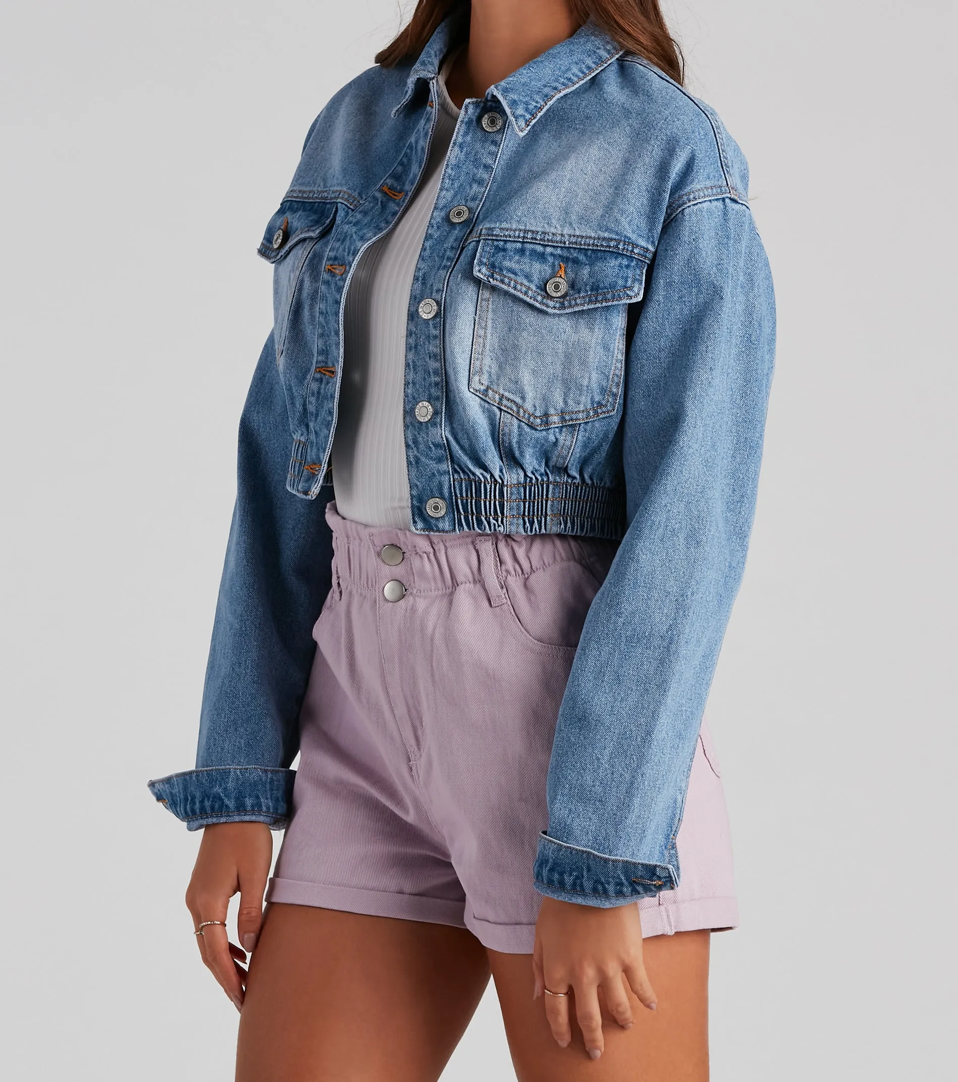 Go With It Cropped Denim Jacket