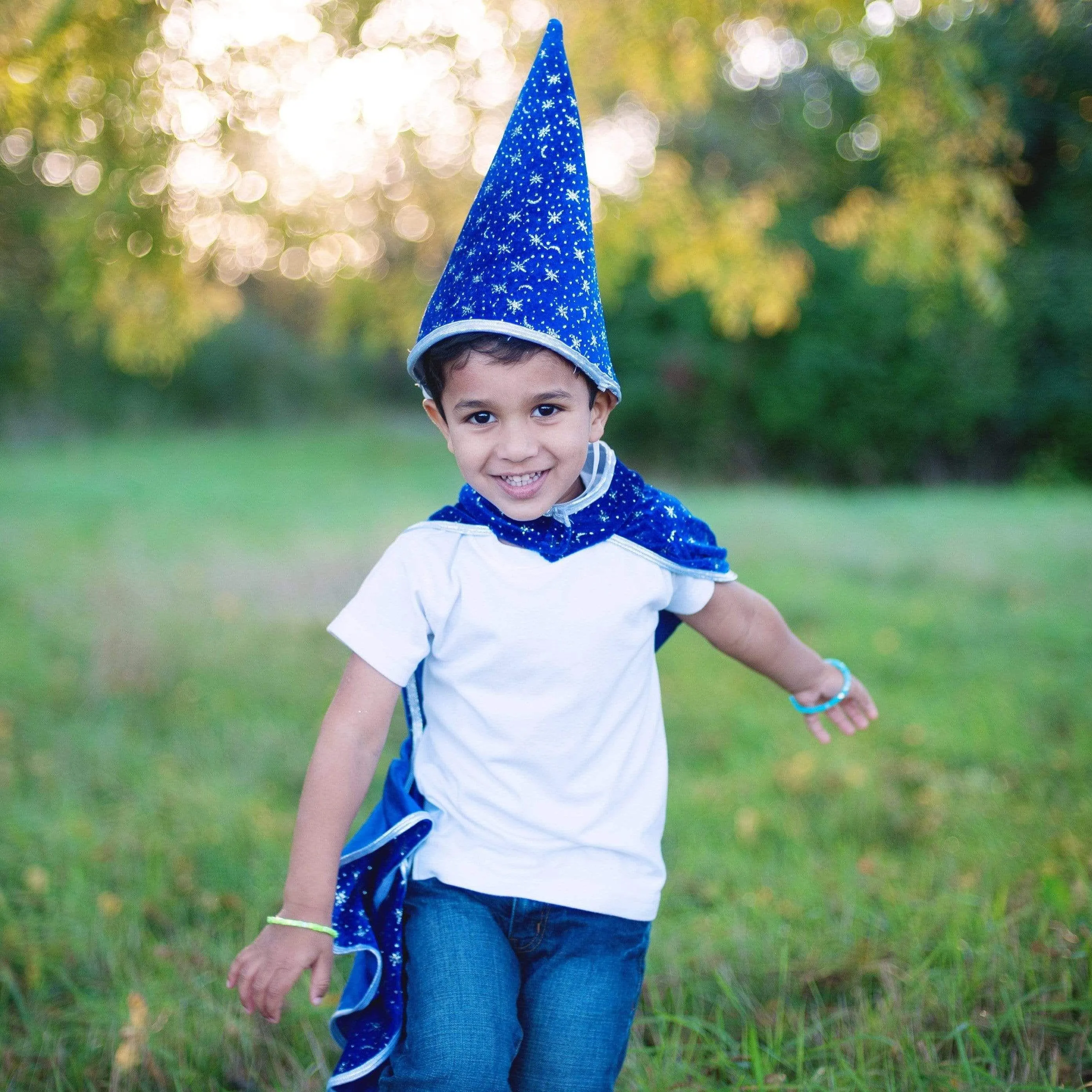 Great Pretenders Glitter Wizard Cape & Hat Blue Size 4-6