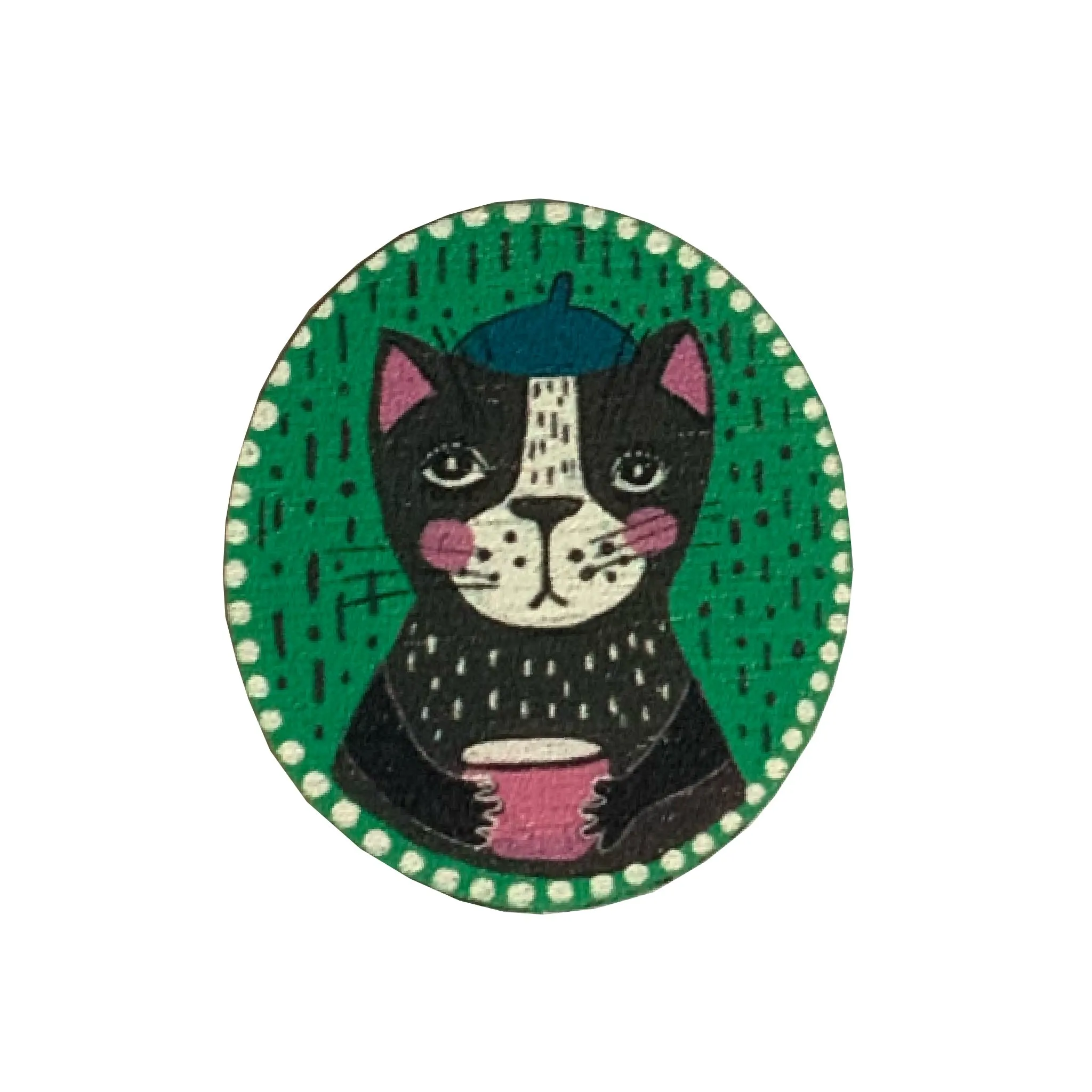 Green Cat Brooch