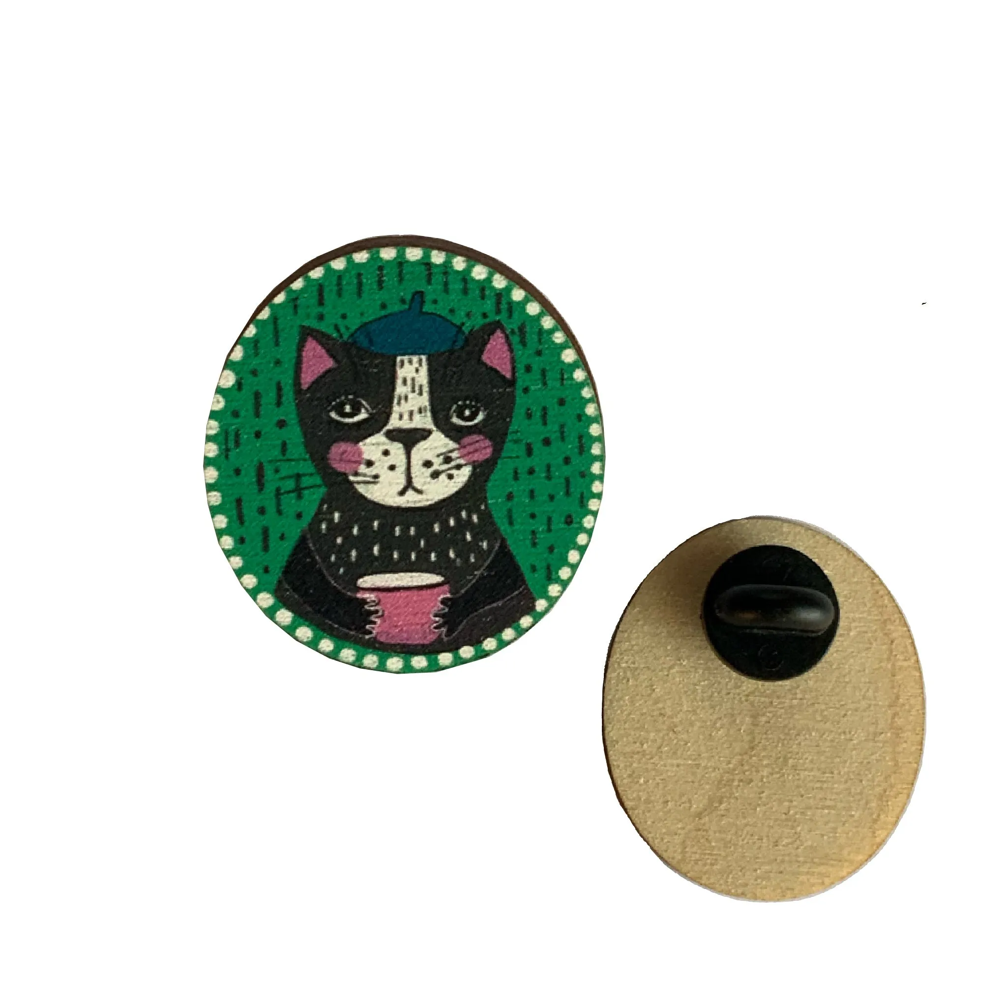 Green Cat Brooch