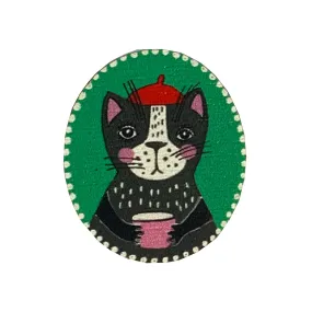 Green Cat Brooch