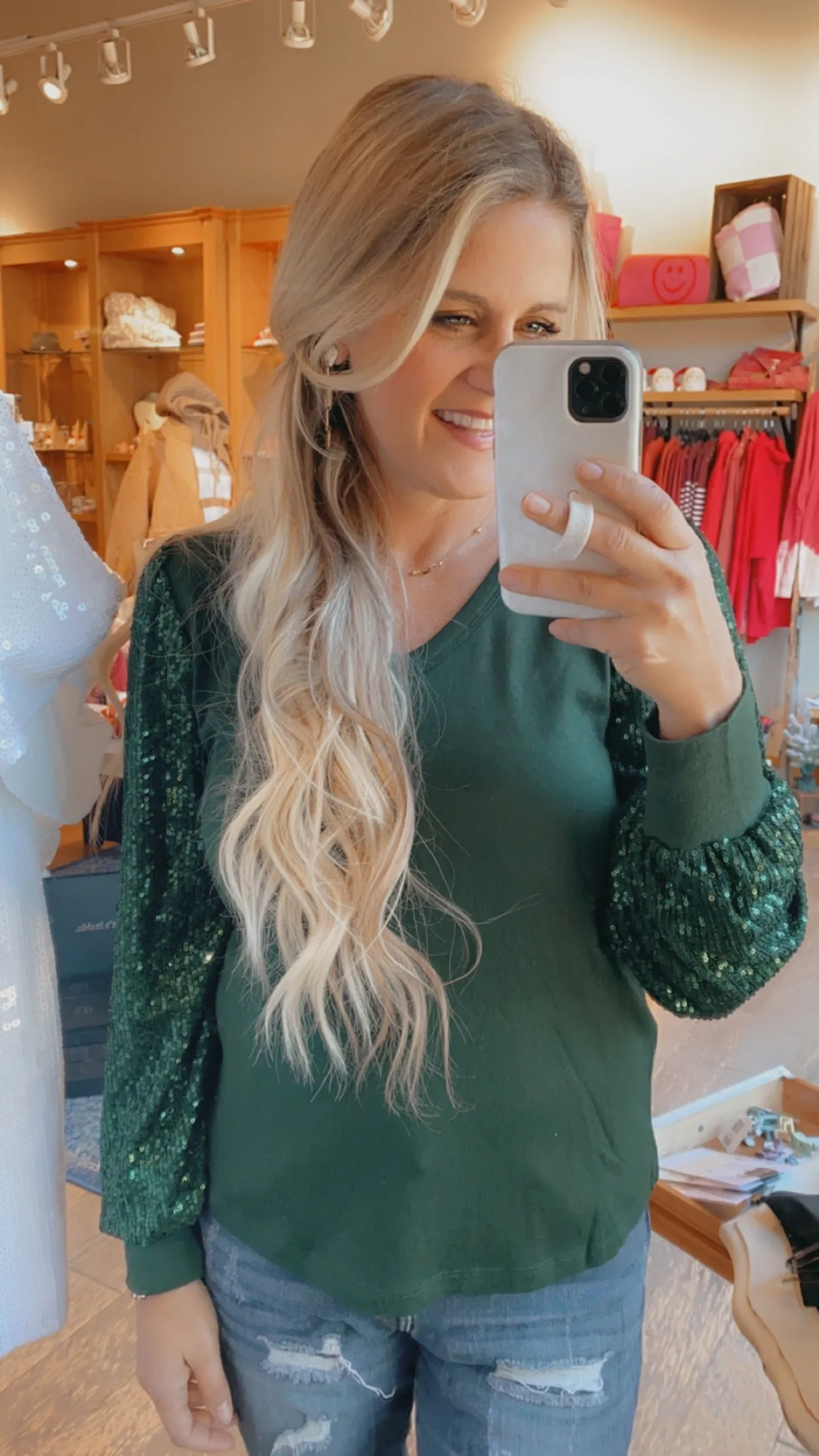 Hads Holiday sequin long sleeve top