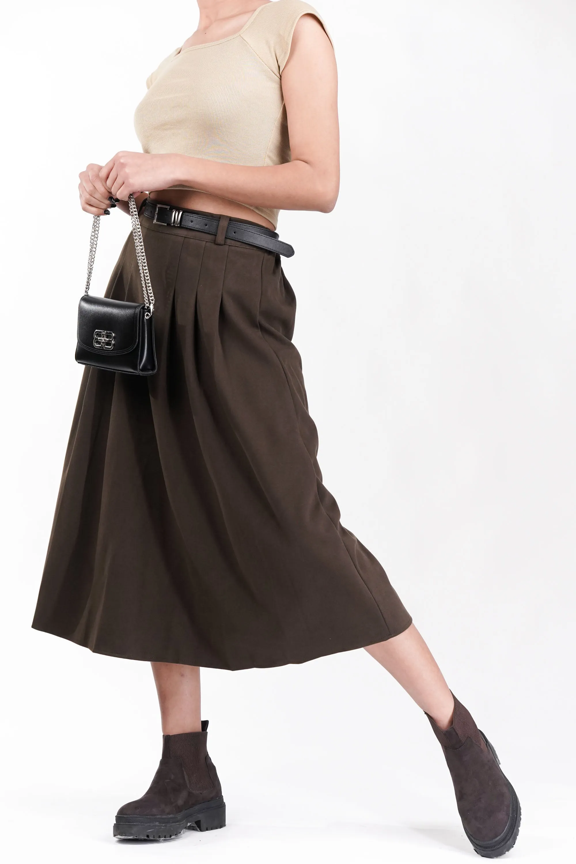 Hazel Suede Pleated Skirt