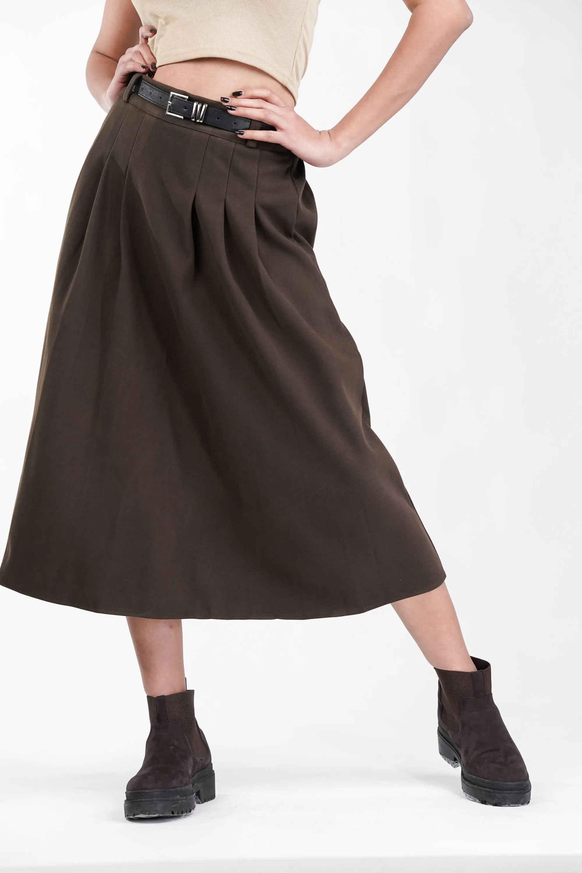 Hazel Suede Pleated Skirt