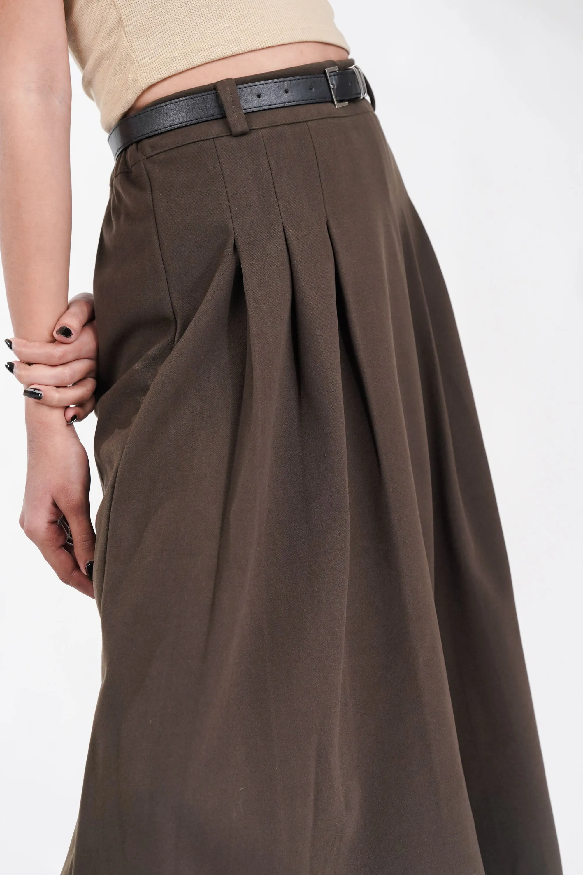 Hazel Suede Pleated Skirt