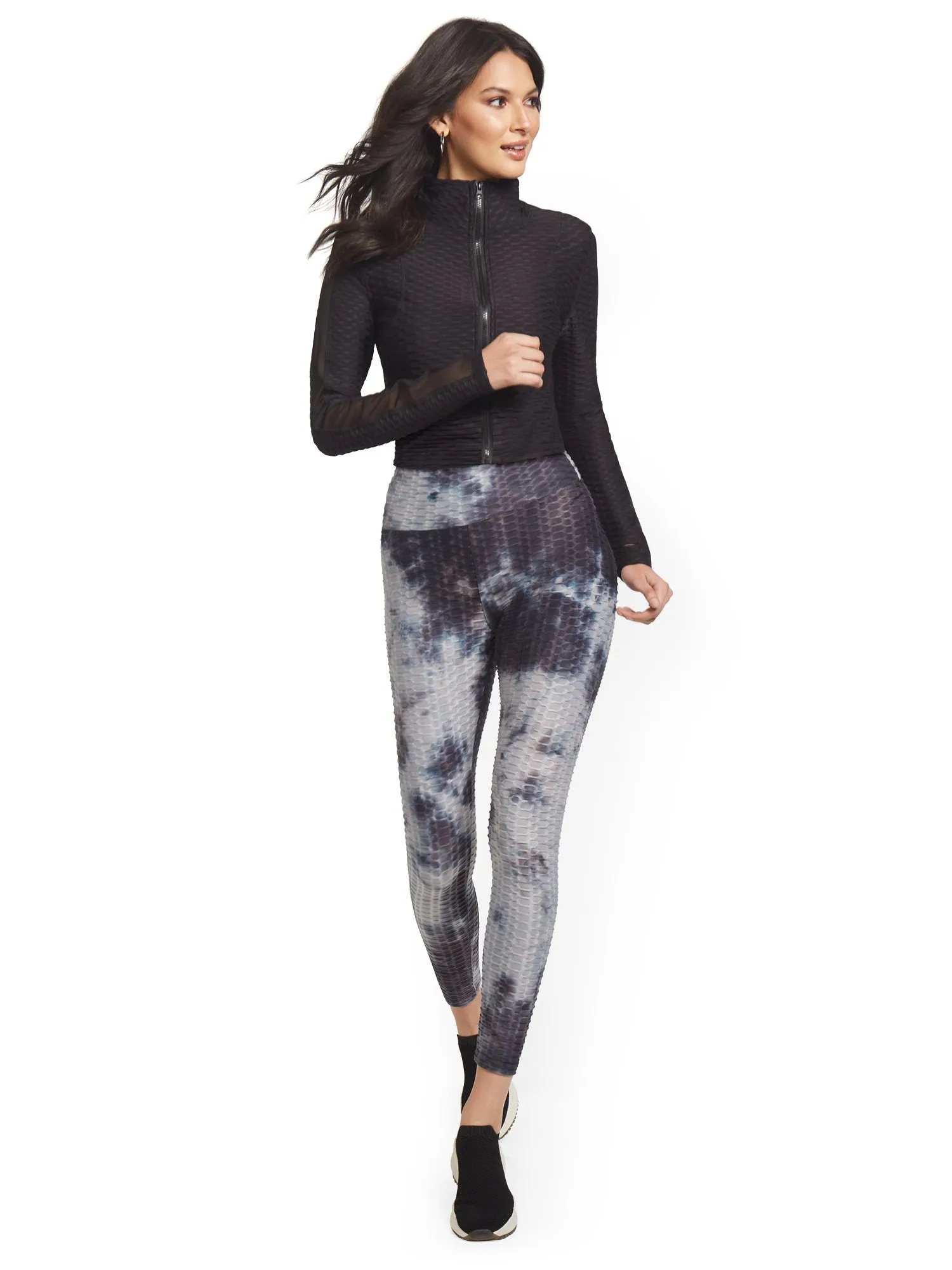 High-Waisted Shirred Tie-Dye Legging