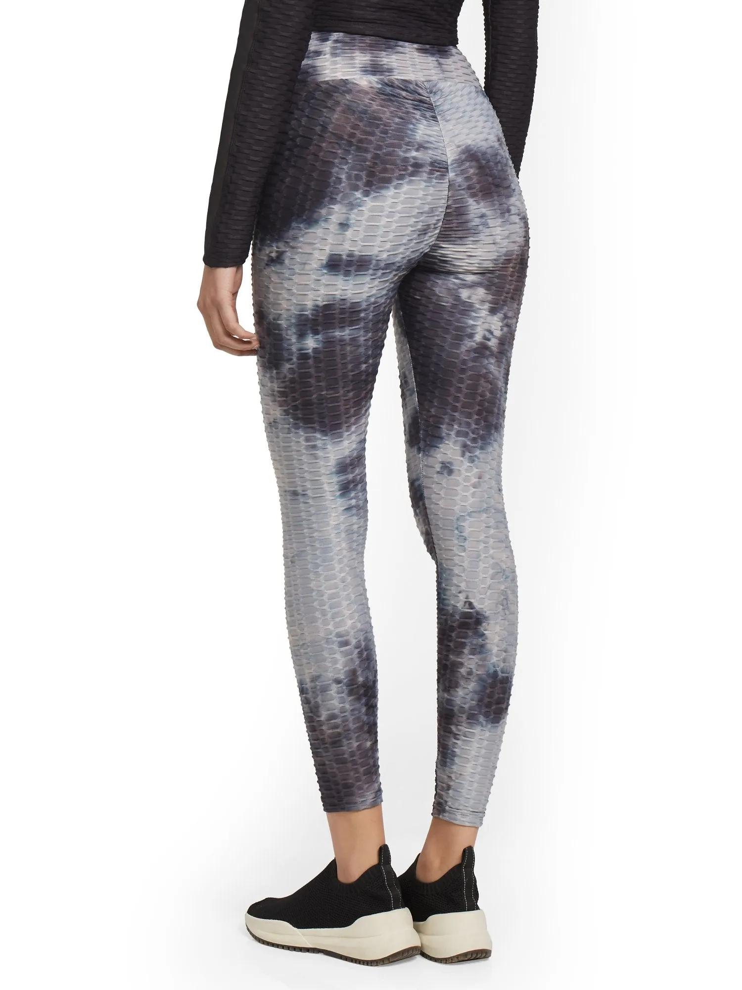 High-Waisted Shirred Tie-Dye Legging