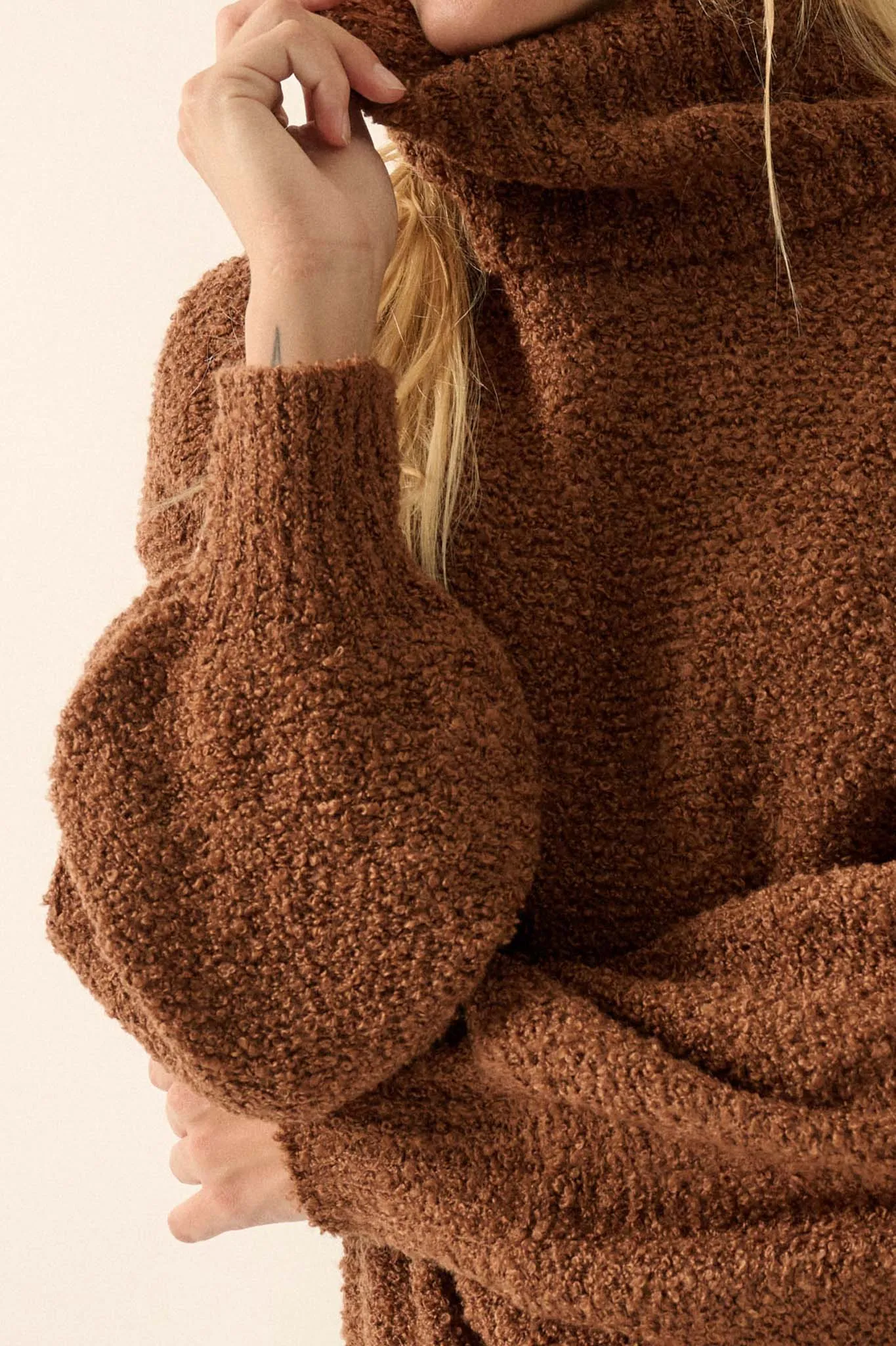 In My Feelings Textured Knit Turtleneck Sweater