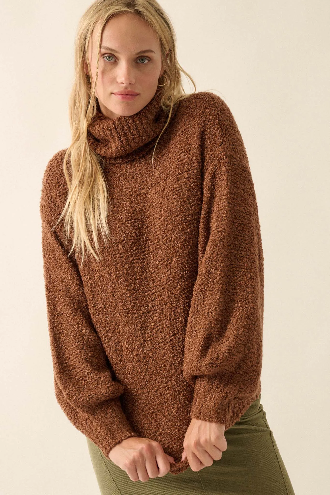 In My Feelings Textured Knit Turtleneck Sweater