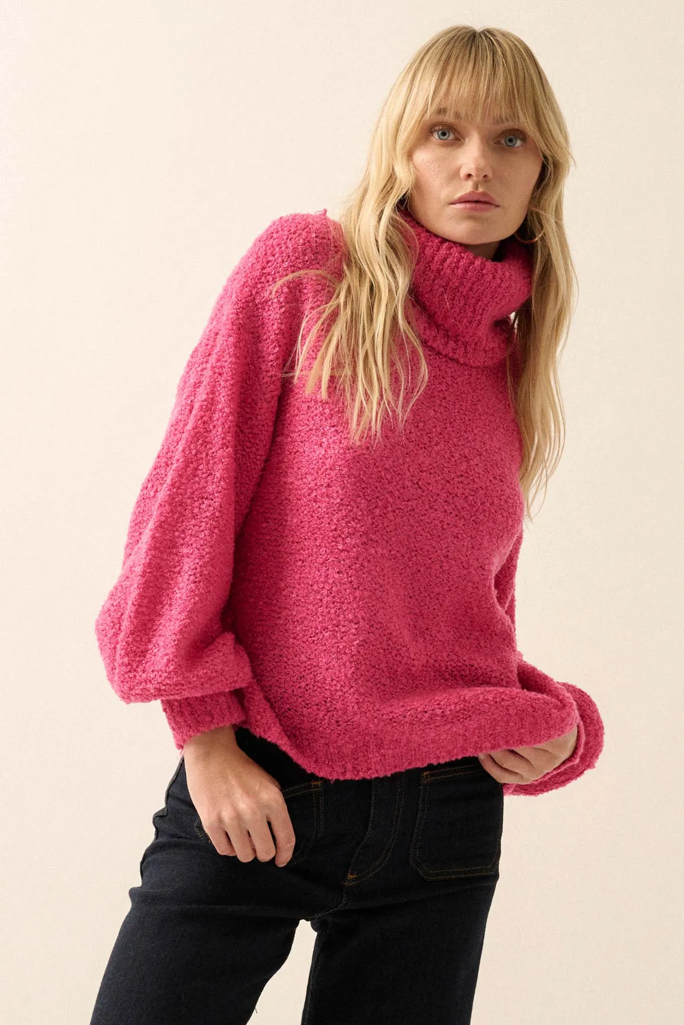 In My Feelings Textured Knit Turtleneck Sweater